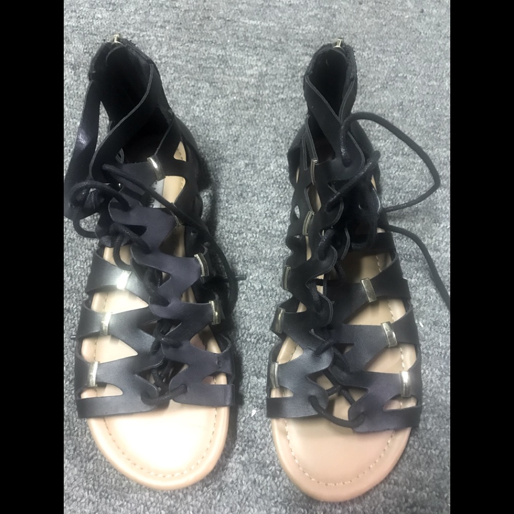 Black and gold aviators lace up with back zipper